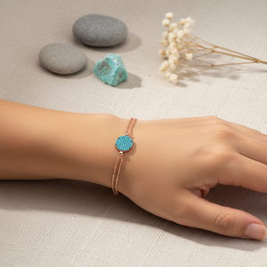 Pulsera de plata de ley 925 con diseño de turquesa, brazalete redondo de piedra, venta al por mayor - Product Image 3