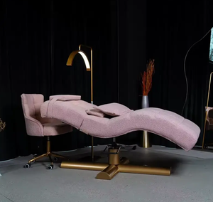 Modern Luxury pink Gold Beauty Salon Furniture Facial Spa Bed Adjustable Reclining Eyebrow Lash Bed for Sale - Product Image 5