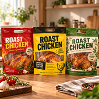 Sachet refermable personnalisé pour poulet rôti, résistant à la chaleur et anti-buée, avec poignée, pour micro-ondes
