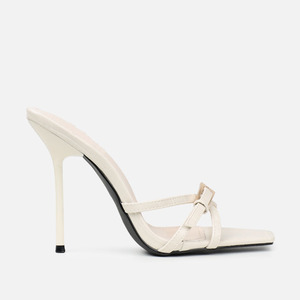 Sandales à talons effet croco avec boucle, <span class=keywords><strong>mules</strong></span> à talon fin et lanières croisées pour femme - Product Image 4