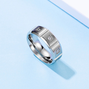 Unisex <b>Titanium</b> Steel <b>Ring</b> Geometric Diamond Bezel Setting Gold Color Gift Jewelry - Product Image 4