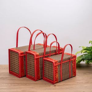 Bamboo Basket Hand-Held Woven Sausage Cured Meat New Year Goods <b>Large</b>-Size Packaging Fruit Eggs Hairy Crab Specialty <b>Gift</b> <b>Box</b> - Product Image 2