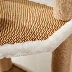 Árbol para Gatos de Ratán y Madera, Grande, Moderno y de Lujo, con Plataforma de Salto Alta, Poste de Rascado y Tabla de Rascado, con Diseño Atractivo y Juguetes - Product Image 3