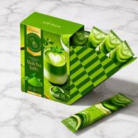 Poudre de Latte Matcha Instantané en Sachet 3-en-1, Préparation Pré-mélangée au Thé Vert Matcha, Marque Privée, OEM, Saveur Personnalisée, Sachet Cérémonial