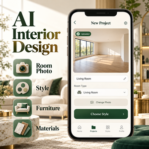 การออกแบบตกแต่งภายในด้วย AI ขั้นสูง การออกแบบและพัฒนาห้องด้วย AI สำหรับ IOS Android พร้อมการอัปโหลดรูปภาพห้องและการสร้างสไตล์ LionCreate - Product Image 2