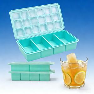 Bandeja de silicona cuadrada para cubitos de hielo, moldes reutilizables para congelador, para cubos de sopa, congelación conveniente de caldos, sobras y helados - Product Image 6