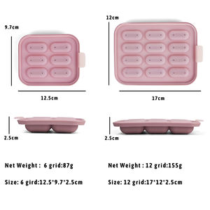 <span class=keywords><strong>Bac</strong></span> <span class=keywords><strong>à</strong></span> glaçons en silicone sans BPA <span class=keywords><strong>avec</strong></span> <span class=keywords><strong>couvercle</strong></span>, personnalisable <span class=keywords><strong>avec</strong></span> logo, pour aliments, aliments pour bébés, purée de fruits - Product Image 5