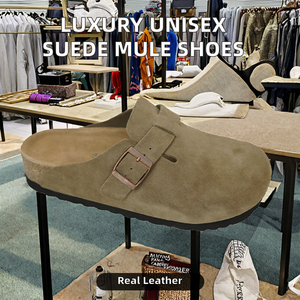 Sandalias <span class=keywords><strong>Birkenstock</strong></span> de Gamuza Genuina de Alta Calidad para Hombre y Mujer, Pantuflas de Cuero de Lujo, Zuecos Deslizantes con Suela de <span class=keywords><strong>EVA</strong></span> - Product Image 2