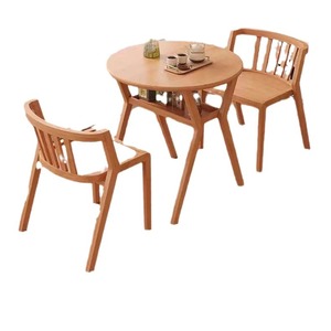 Juego <span class=keywords><strong>de</strong></span> Mesa y Sillas <span class=keywords><strong>de</strong></span> Comedor Redondas <span class=keywords><strong>de</strong></span> Madera, Modernas, Minimalistas, Ahorradoras <span class=keywords><strong>de</strong></span> Espacio, con Diseño Compacto para Cocina o Comedor - Product Image 5