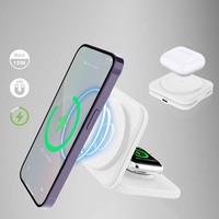 Chargeur magnétique sans fil pliable portable 3 en 1 15W à charge rapide PD/QC Type-C pour 12/13/14/15/16/17