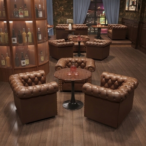 Sillas de Bambú Estilo Europeo Americano para <span class=keywords><strong>Bar</strong></span>, Sofás para <span class=keywords><strong>Bar</strong></span> de Whisky, Sala de Cigarros, Sillas Tiger, Conjuntos de Mesa y Sillas Estilo Americano Retro - Product Image 1