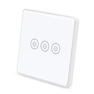 Domotica lampu rumah pintar tuya zigbee Zero fire switch Fcc Rohs EU UK sakelar elektrik google alexa home 3 gang