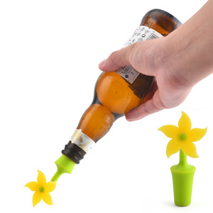 Silicone <b>Wine</b> <b>Stoppers</b> Bauhinia Flower Design Green Base Sealing Bottle <b>Stopper</b> Rose Pink Orange White Yellow - Product Image 2