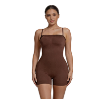 Body court sans bretelles sans coutures - Nylon écologique respirant, effet ventre plat, rembourré pour rehausser les fesses, gaine sculptante