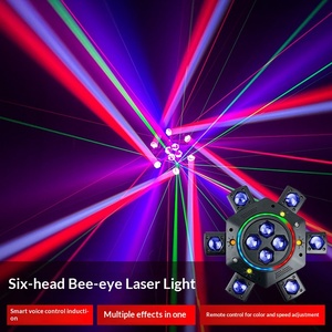Luz de Ambiente <span class=keywords><strong>LED</strong></span> Giratoria de Alta Gama IP33 de 6 Brazos con Láser de Siete Colores, Control Remoto/Sonido, Cabezal Móvil para Salas de Karaoke KTV - Product Image 2