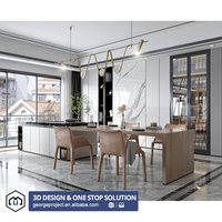 Service de design d'intérieur complet pour hôtel de luxe italien, restaurant, hall d'entrée, projet Panama, concepteur de mobilier, planification conceptuelle 3D