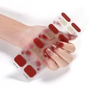 Vente en gros d'enveloppements d'ongles en gel semi-durci non toxique longue durée lampe à LED autocollant d'ongle en gel UV