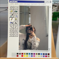 Espejo de Pared con Diseño Retro de Software de Dibujo, con Barra de Herramientas y Menú Clásicos, para Decoración de Oficina Geek, Personalizable