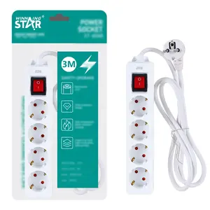 WINNING STAR 10V-250V 50/60Hz 16A/2500W Power Socket ST-4048 1 1 Switch Control 4 Ports Copper Extension Plug Socket