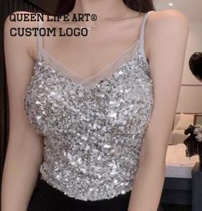<span class=keywords><strong>Camiseta</strong></span> personalizada, trajes de baile delanteros y traseros, tops de <span class=keywords><strong>lentejuelas</strong></span> doradas para mujer, camisetas en blanco con etiquetas personalizadas, <span class=keywords><strong>camiseta</strong></span> sin mangas, camisola - Product Image 5