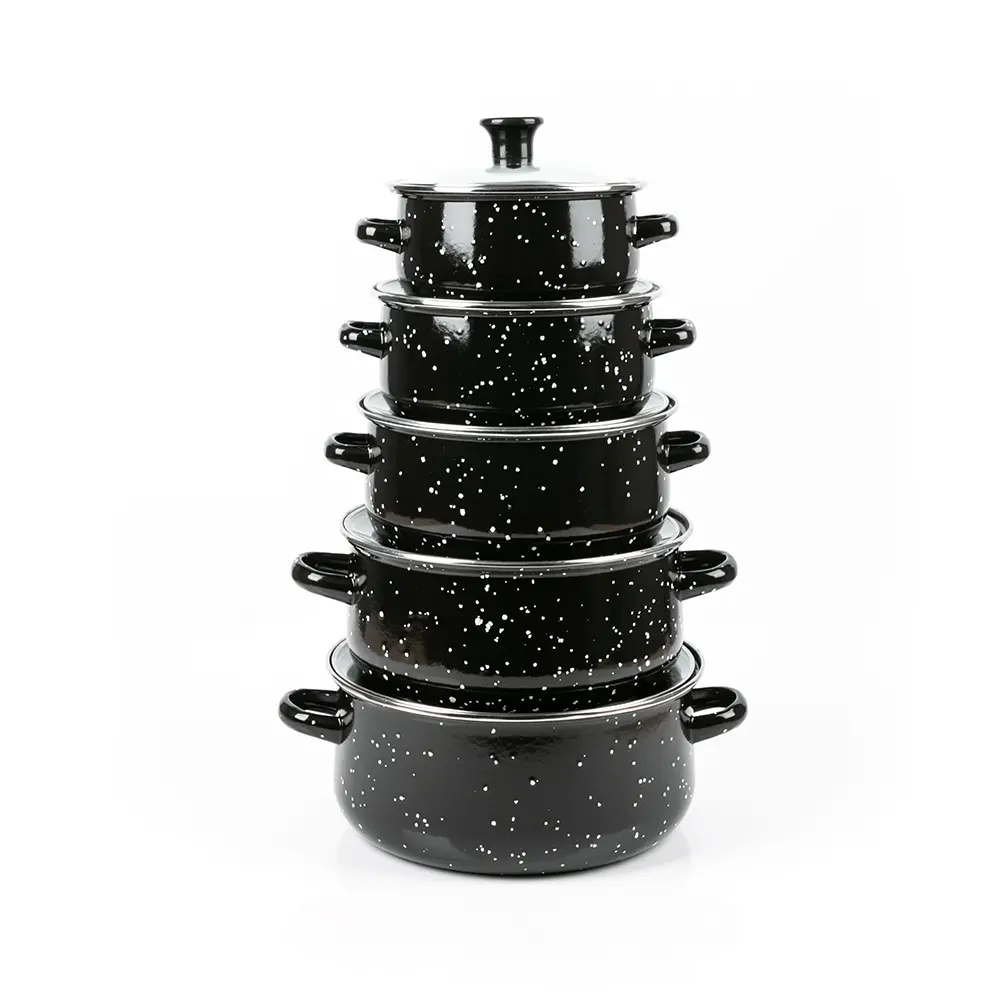 Black pot turkish cast-iron cookware kitchen cooking pot enamel buffet casserole set with lid