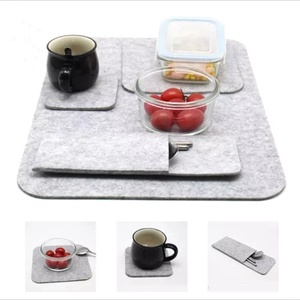 Eco Friendly Promotional Felted coaster Set Customize logo Printed Felt Placemat Table <b>Mat</b> for Dining Table Waterproof Washable - Product Image 2