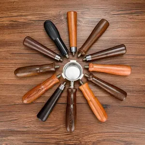 Poignée à café en bois pour <span class=keywords><strong>Delonghi</strong></span>/levville, livraison directe depuis l'usine, 51/54/58MM, sans fond - Product Image 1