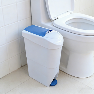 Poubelle d'hygiène féminine 21L en plastique à pédale, rectangulaire, pour cuisine, salle de bain, gain de place, corbeille à papier pour la chambre des femmes - Product Image 1