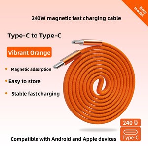 Cable de datos magnético de 240W, diseño autorretráctil, compatible con tabletas Apple, Android y carga rápida Tipo-C - Product Image 5