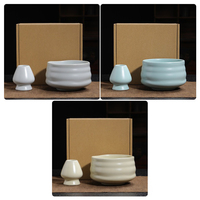 Ensemble de bol à matcha en céramique classique artisanal écologique personnalisé avec porte-fouet