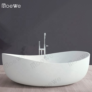 Bañera independiente de tamaño personalizado, bañera de piedra artificial, bañera de resina de piedra de superficie sólida, bañera independiente para 2 personas - Product Image 6