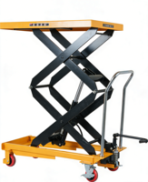Chariot élévateur hydraulique à double ciseaux à quatre roues en acier, plateforme manuelle, équipement industriel portable OEM