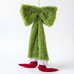Green Grinch Leg <b>Bow</b> Hanging Ornament <b>Red</b> Elf Boots Design Christmas Front <b>Door</b> Wreath Decor Supplies - Product Image 1
