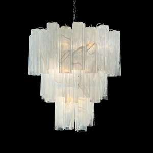 Lustre italien en verre blanc, tubes en verre, design grand art italien, luminaires suspendus <span class=keywords><strong>pour</strong></span> <span class=keywords><strong>hall</strong></span> <span class=keywords><strong>d</strong></span>'hôtel, <span class=keywords><strong>entrée</strong></span> - Product Image 1