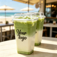 Gobelets à café glacé en plastique PET transparents à paroi simple, écologiques, avec logo personnalisé, 12/14/16/20/24 oz, pour thé au lait Boba