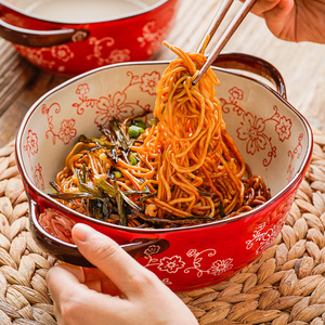 Durable de sopa de cerámica tazón <span class=keywords><strong>vajilla</strong></span> <span class=keywords><strong>Sakura</strong></span> <span class=keywords><strong>vajilla</strong></span> de cerámica de fideos Ramen cuencos con mango - Product Image 3