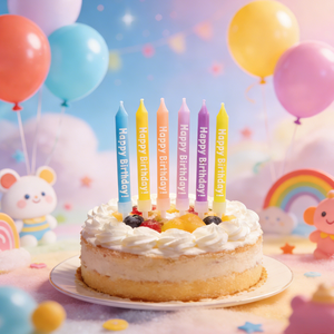 سعر المصنع زينة حفلات طباعة عيد ميلاد سعيد شموع أعياد الميلاد بألوان الماكرون للكيك - Product Image 3