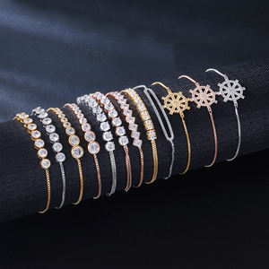 Hoge Kwaliteit Cz Zirkonia Kristal Glijbaan Verstelbare Hiphop Kruis Armband Trendy Bruiloft Sieraden Cadeau Voor Rhodium Waterdruppel - Product Image 2