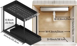 High Quality PP Plastic Double Tier <b>Sink</b> Kitchen <b>Storage</b> Rack Organizer Multifunction Eco-Friendly 12pcs Food-Safe Standing Type - Product Image 6