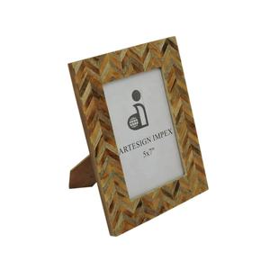 Cadre photo en résine durable marron et kaki fait à la main 5x7 "rectangulaire de style moderne décoration de bureau à domicile - Product Image 3