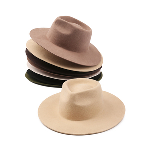 Sombrero Fedora de fieltro de lana 100% Unisex con ala ancha forma redonda diseño personalizable para fiesta pesca hombres Logo <span class=keywords><strong>Band</strong></span> tamaño adulto - Product Image 2