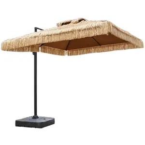 Paraguas de jardín de lujo té de la tarde paja simulada Estilo Hawaiano sombrilla playa paraguas romano muebles de exterior granja