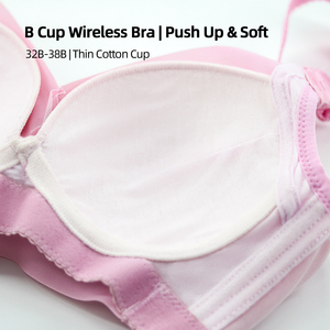 Reggiseno Push-up Senza Ferretto Coppa <span class=keywords><strong>B</strong></span> con Sottile Fodera in Cotone, Sollevamento Naturale, 7 Opzioni di Colore - Product Image 5