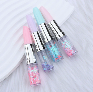 Bolígrafo de Plástico con Purpurina Flotante en Forma de Lápiz Labial, Novedoso, Color Macaron - Product Image 1