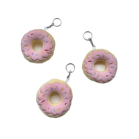 Porte-clés en peluche Donut Crème Rose, Pendentif Sac en Forme de Pain Mignon, Accessoire Ornemental Suspendu Doux et Adorable