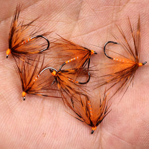 Mosca de Pesca Tenkara Nymph, Mosca Húmeda <span class=keywords><strong>para</strong></span> Trucha, Mosca Suave con Pelo de Araña, Señuelos <span class=keywords><strong>para</strong></span> Trucha y Salmón, Color Negro, Naranja y Amarillo - Product Image 5