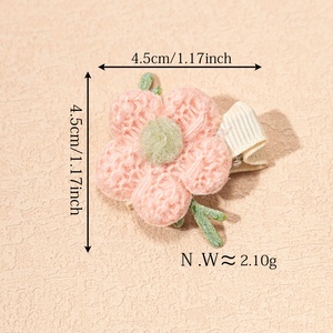 4 Couleurs Fleur Mini Hand <span class=keywords><strong>Crochet</strong></span> Baby Hair Clip Soft Wool Fabric Material Small Hair Accessory - Product Image 2