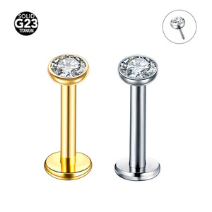 <span class=keywords><strong>Piercing</strong></span> de Titanio G23 con Base Plana y Sistema Push-Pin de 20G para Oreja y Labio, Venta al Por Mayor para Mujeres - Product Image 1