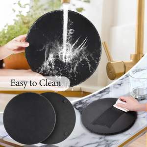 Plateaux en pierre noire, planches à fromage, plateau de service en pierre, plateau à fromage rond en <span class=keywords><strong>ardoise</strong></span>, plateau noir, planche à découper - Product Image 5