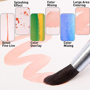 Foska Lot de 4 pinceaux professionnels en crin de cheval et long manche en bois à bouts ronds pour <span class=keywords><strong>gouache</strong></span> aquarelle à l'huile acrylique - Product Image 6